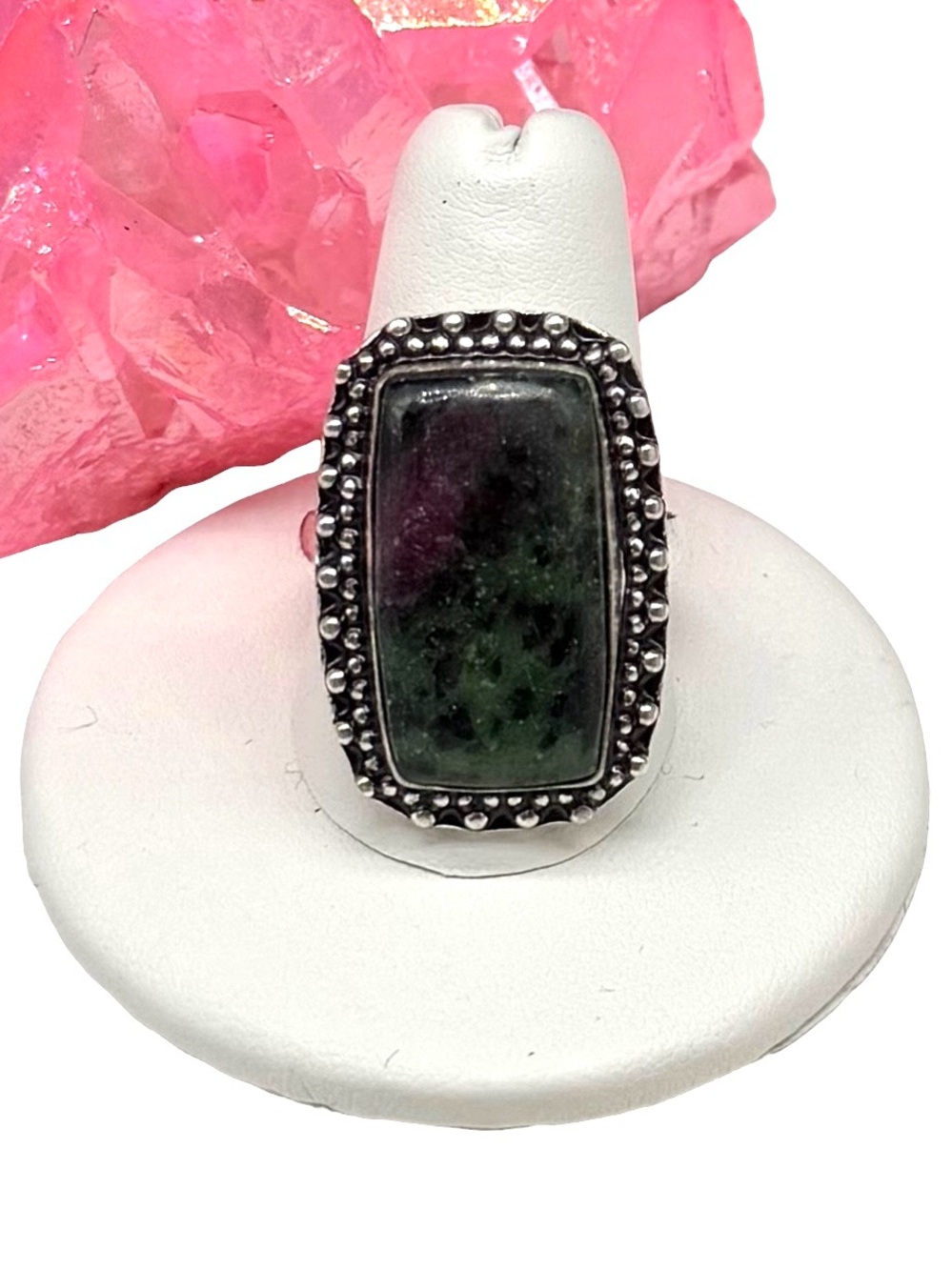 Ruby in Zoisite Ring Size 10.5 925 Sterling Silver Overlay